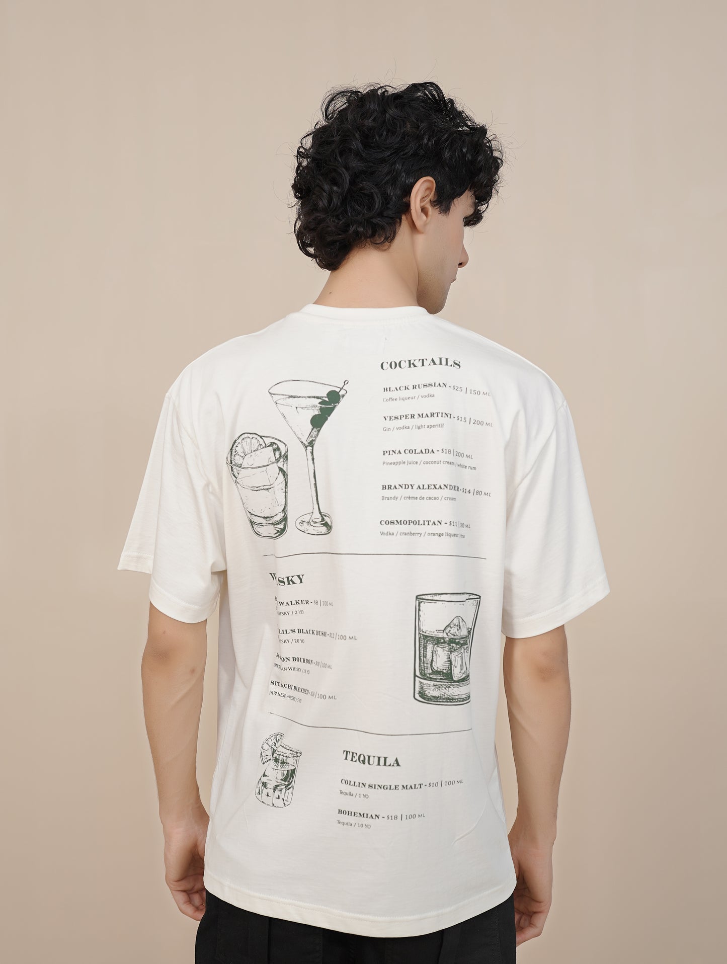 'COCKTAILS MENU' WHITE T-SHIRT