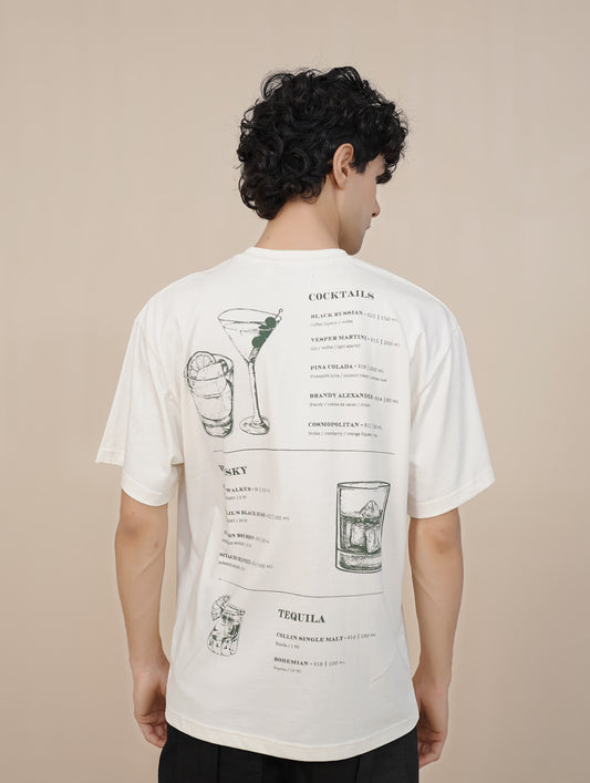 'COCKTAILS MENU' WHITE T-SHIRT
