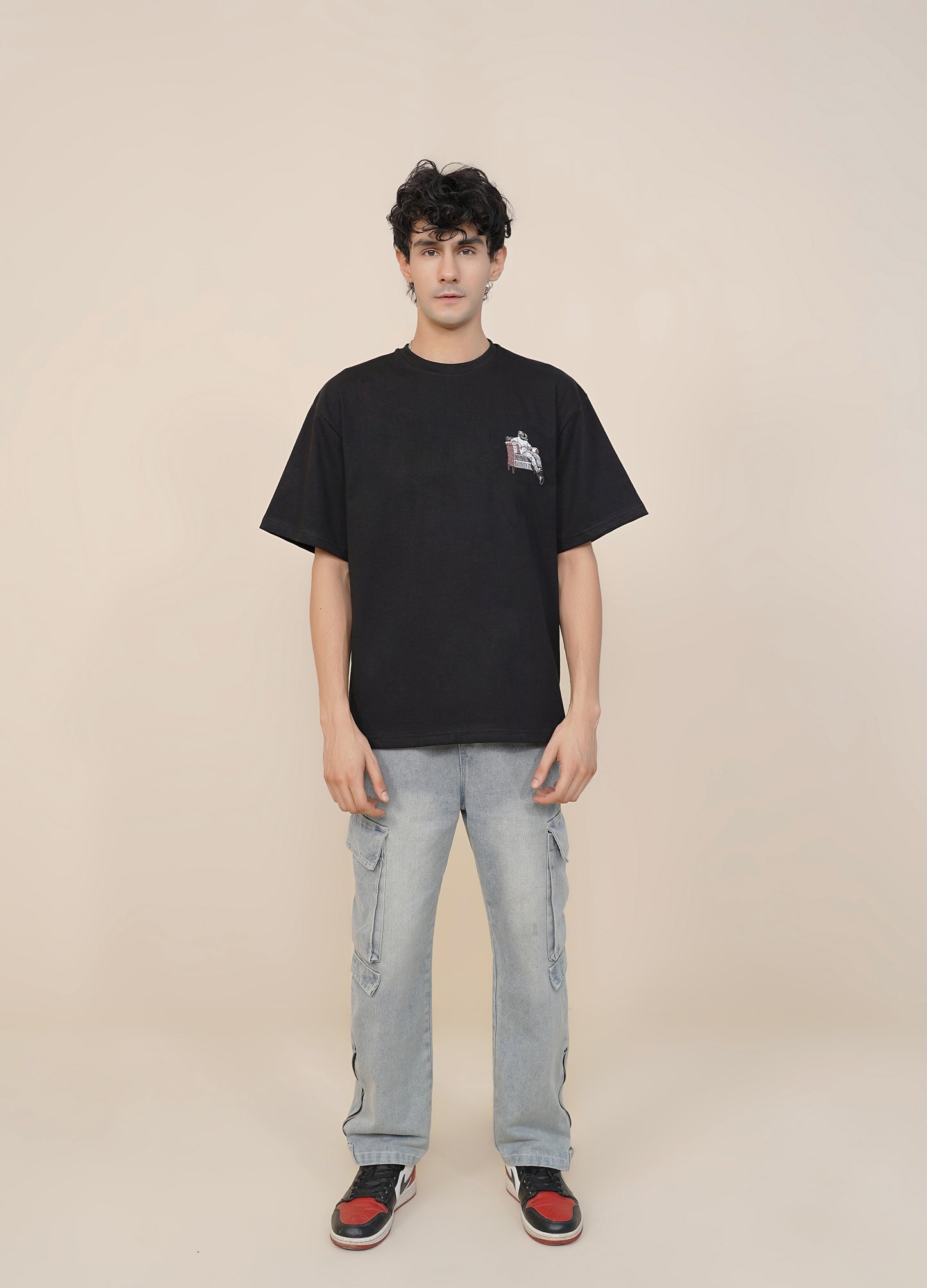 'EMBROIDERED' BLACK T-SHIRT