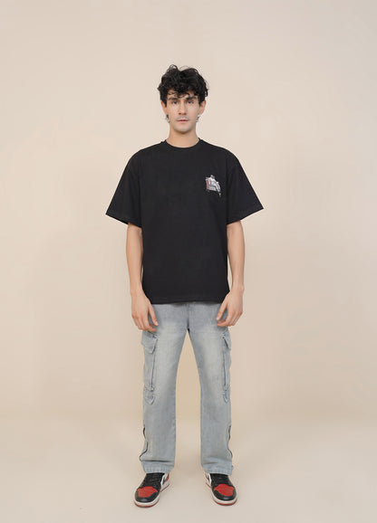 'EMBROIDERED' BLACK T-SHIRT
