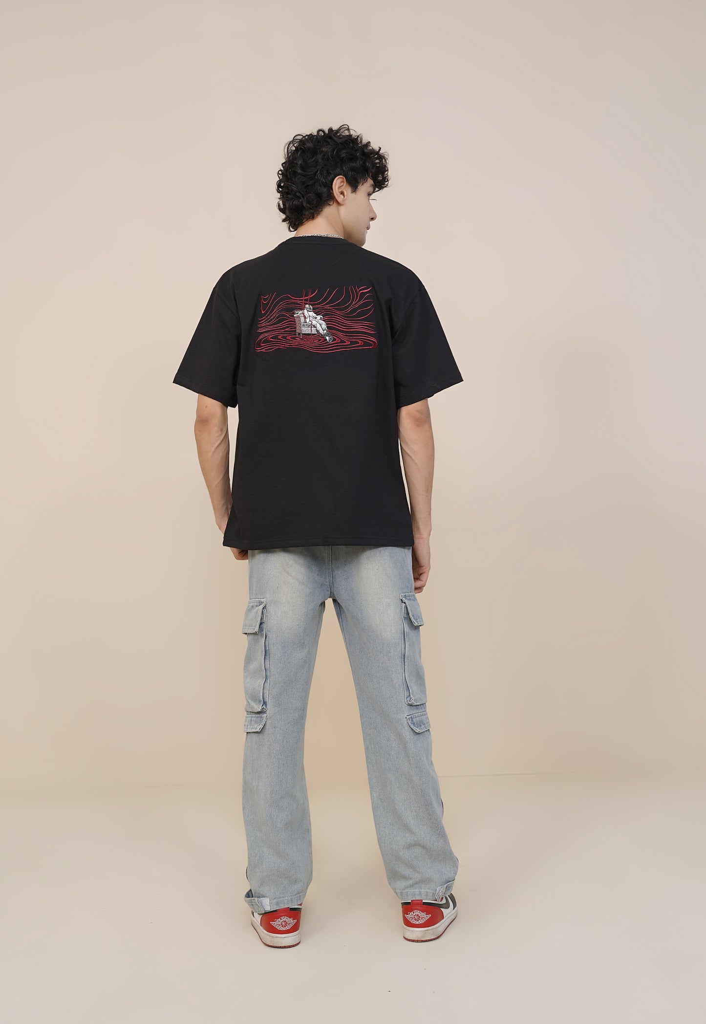 'EMBROIDERED' BLACK T-SHIRT