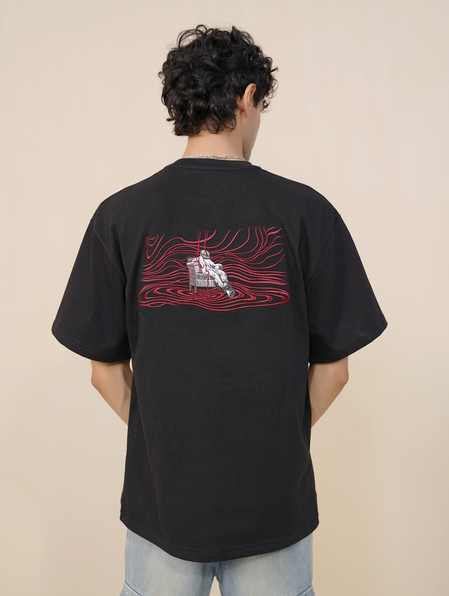 'EMBROIDERED' BLACK T-SHIRT