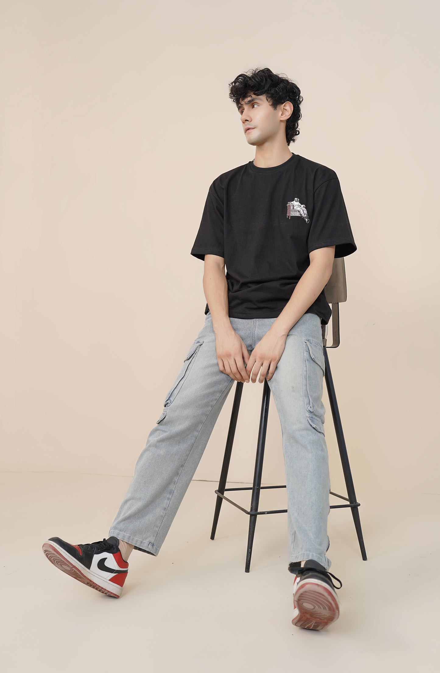 'EMBROIDERED' BLACK T-SHIRT